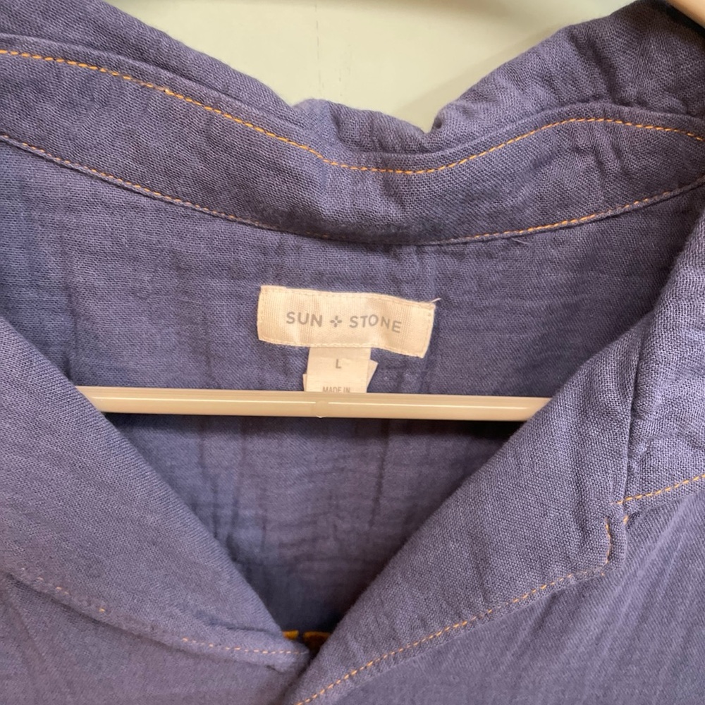 Sun + Stone Indigo Casual Shirt Hold Your Horses Short Sleeve LGE